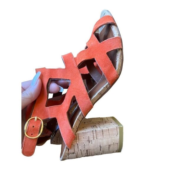 Halogen Orange Suede Leather Cutout Sandal Heels - Picture 4 of 15
